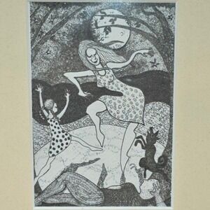 Todd Peterson Mama Does the Cat Dance B & W 5x7" picture 12x10" Frame